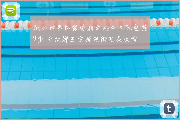 跳水世界杯蒙特利尔站中国队包揽9金 全红婵王宗源领衔完美收官